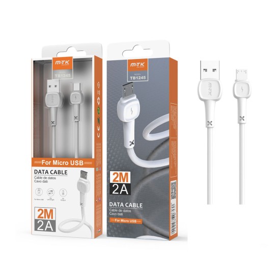 CABLE DE DATOS MTK TB1245 BL PARA MICROUSB 2,4A 2M BRANCO